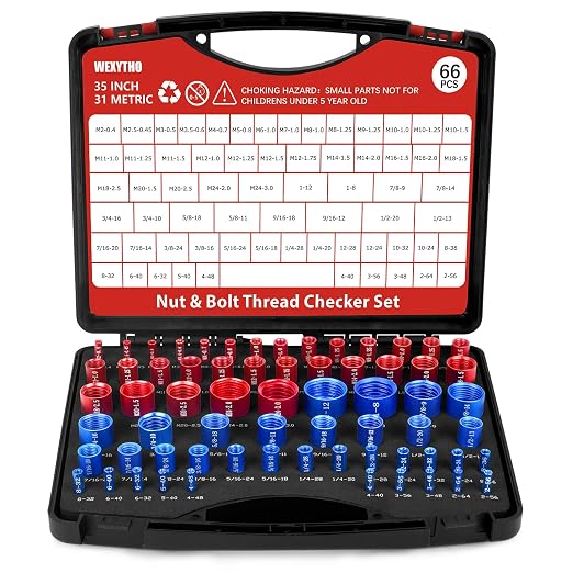 66 Pcs Nut and Bolt Thread Checker Set with 31 Metric and 35 Inch Thread Gauge Ideal for Tight Spaces Includes SAE and Metric Sizes Perfect for Bolt Thread Checker and Nut and Bolt Checker Set