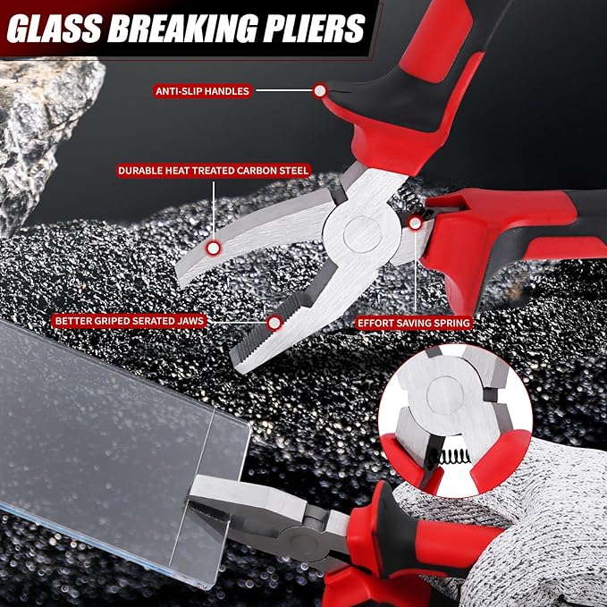 YOTINO Glass Cutters Tools 13PCS Glass Nippers Glass Running Pliers Breaking Pliers Oil Feed Glass Cutter Set for Stained Glass, Tiles, Mosaic Cutting with Cut Resistant Gloves Leather Zipper Bag