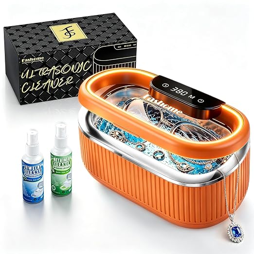 Ultrasonic Jewelry Cleaner with 45kHz for Rings, Glasses & Retainers | Deep Cleans Necklaces, Earrings & Watches • 20oz Tank • 3 Power Modes • 5 Timer Settings • 2 Cleaning Solutions