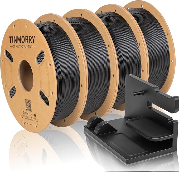 TINMORRY Carbon Fiber Filament 1.75mm, PETG-CF 3D Printing Filament, 1 KG x 4 Spools, Black