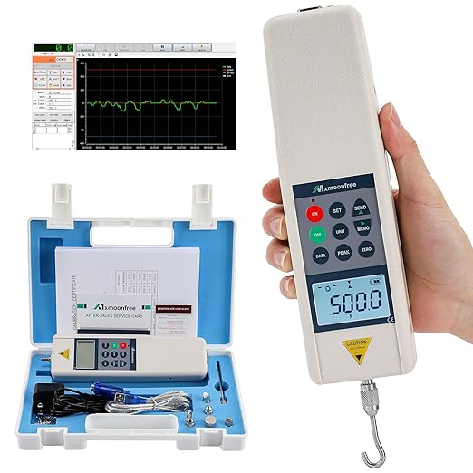 500N Digital Force Gauge Push Pull Meter with USB Output | Tension Compression Destructive Testing Auto Backlit LCD Auto Power Off High Precision Load Cell for Lab Industrial QC