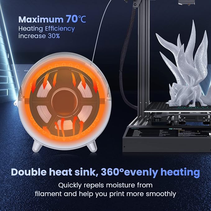 SUNLU Official Filament Dryer S2, for PLA PETG ABS Filament, White | Upgraded 3D Filament Dryer with 360°Heating Fan, Filament Dehydrator, One-Key Set with 4.6" Touch Sreen