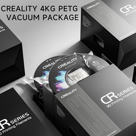 Official Creality PETG 3D Printer Filament 1.75mm 4KG (8.8lbs), High Precision, Strong Toughness, Odorless, Better Flow, Moistureproof 3D Printing CR PETG Filament, Black+White+Red+Blue