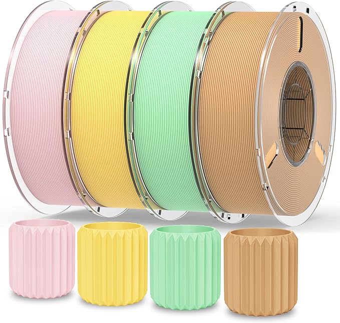 RAMBERY Matte PLA 3D Printer Filament Bundle 4KG, Neatly Wound PLA Filament 1.75mm, Dimensional Accuracy +/- 0.02mm, 1kg(2.2lb) X4PCS, Cherry Pink/Banana Yellow/Mint Green/Desert Yellow