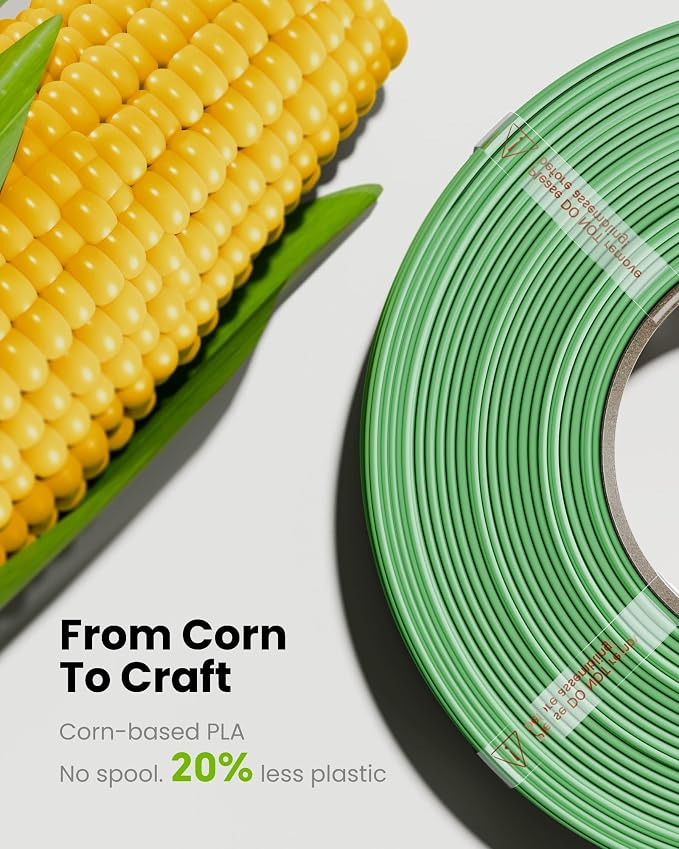 Matte PLA Refill Filament 1kg (2.2lbs) for Reusable Spools, 1.75mm Spool-Less 3D Printing Filament, Compatible with Bambu Lab 3D Printers – Grass Green