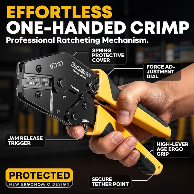Crimping Tool Kit with Heat Shrink Connectors - 40 Types Heat Shrink & Solder Connector (24-10 AWG) - Waterproof Ring, Fork, Hook, Spade & Bullet Terminals & Wire Stripper for Auto Boat Wiring