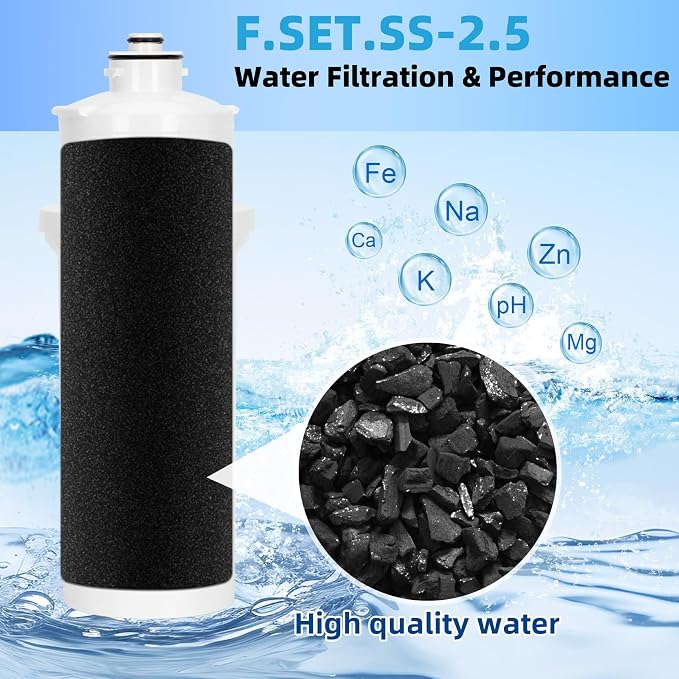 Filter Replacement SS-2.5, Replacement for Max Flow® Water Filter SS-2.5, F.SET.SS-2.5 Filter Reduces Chlorine, Compatible with EWS® SS-2.5 Water Unit, Install Directly On Faucet, 10,000 Gallon 2-PACK