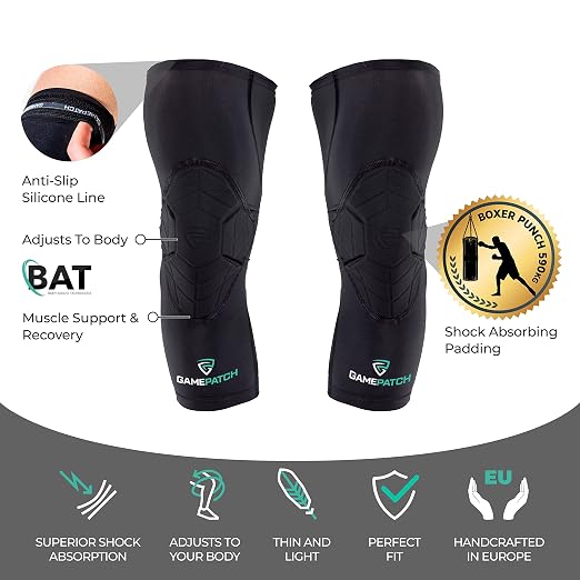 Knee Pads | Compression Sleeve Joint Protection | Shock Absorbing Technology | Men Women Kids, Black, Size M