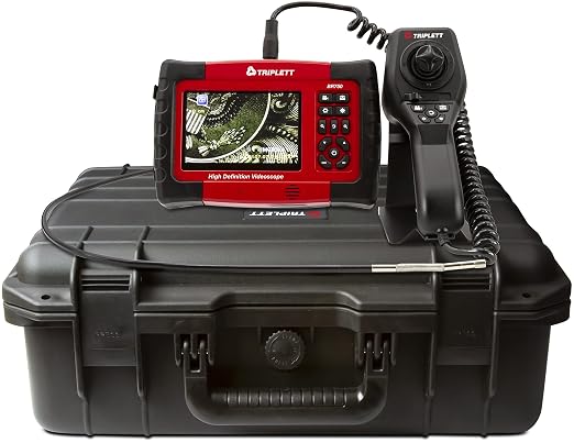 Triplett BR750 High Definition Articulating Videoscope with Waterproof 6mm Camera, Joystick Controller, and 5" Color TFT LCD Display