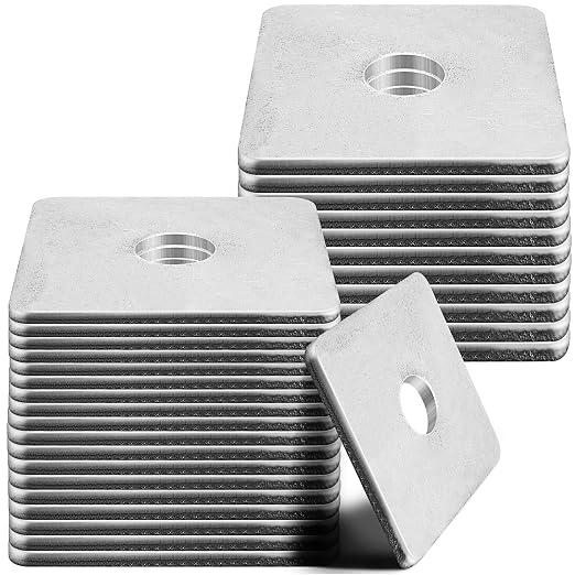Yaocom 30pcs Galvanized Square Washers Plate 5/8" ID, 3X 3 Od 1/8" Thickness Heavy Duty Steel Gasket Flat Washers Nut Anti-loosening Plate Fastener for Construction and Industrial Equipment