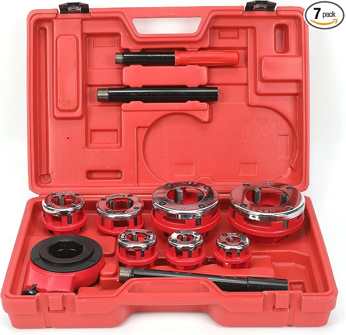 HFS(R Ratchet Pipe Threader Kit Ratcheting Pipe Threading Tool Set (7 dies 3/8", 1/2", 3/4",1", 1-1/4", 1-1/2", and 2")