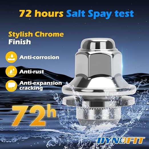 Dynofit M14x1.5 Lug Nuts Compatible with 2024-2026 Toyota Tacoma, 2022-2026 Tundra,2025-2026 4Runner,24PCS 14x1.5 OEM Chrome Wheel Lug Nuts 13/16" Mag Washer Seat More Wider,One-Piece Design