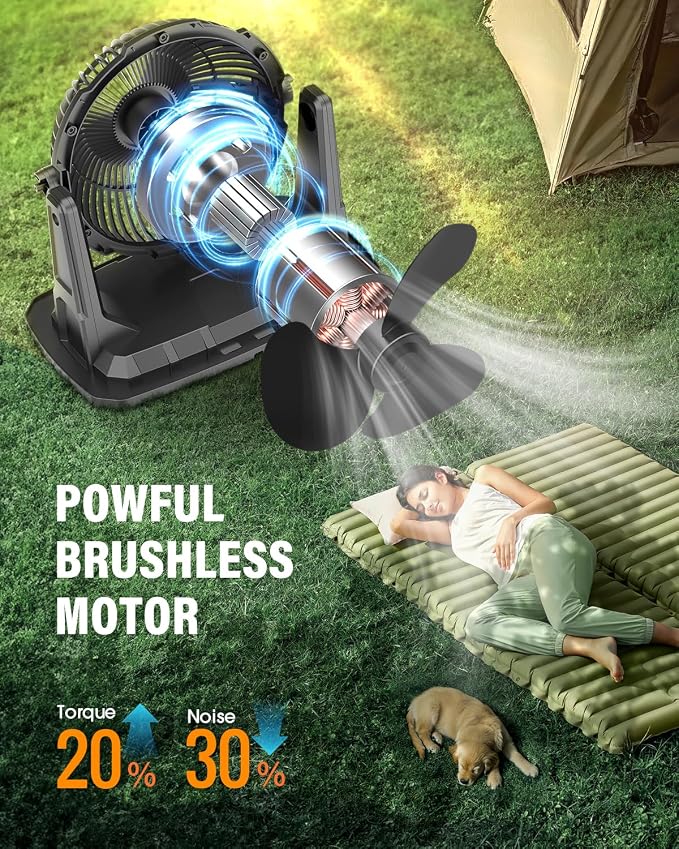 Ausic 10″ 9L Portable Misting Fan, [Max 55Hrs] Outdoor Mister Fan for Outside Patios Golf, 20000mAh Rechargeable Battery Operated Travel Water Cooling Fan, Camping Patio Accessories - 3 Spray Misters