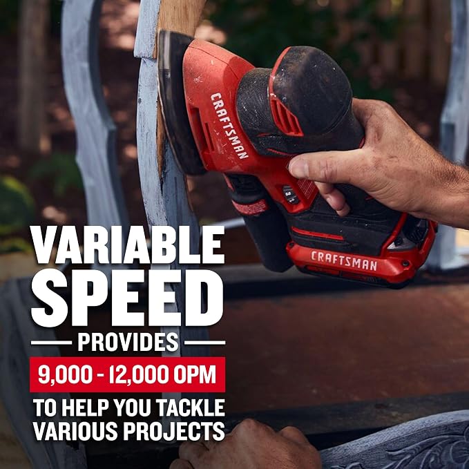 CRAFTSMAN 20V MAX Cordless Detail Sander, Tool Only (CMCW221B), Red
