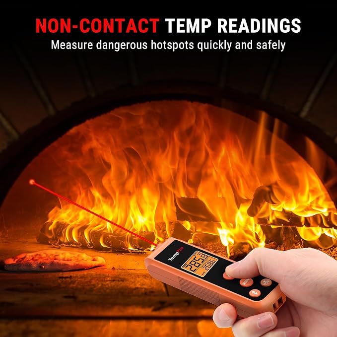 TempPro TP410 Infrared Thermometer Gun Non-Contact Laser Thermometer Gun for Cooking, Temperature Gun with Range -58℉~1022℉ for Pizza Oven Accessories, Griddle, HVAC, Engine, Gift for Dad Him Husband