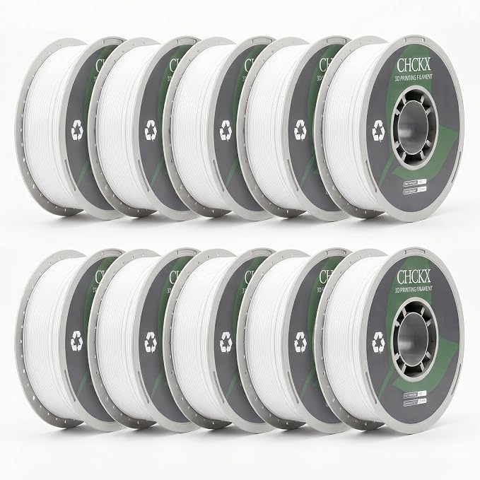 Matte White PETG Filament 1.75 mm 10kg Bundle, Dimensional Accuracy +/- 0.02mm, 1kg Spools (10 Rolls) for FDM 3D Printers