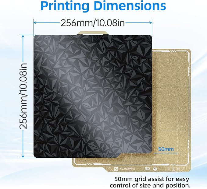 BIQU Designer Series Smooth PEO+Textured PEI Build Plate for Bambu-Lab P1P P1S P2S X2D X1C X1E A1 257x257mm, Double Sided PEI Spring Steel Flexible Sheet Print Bed Removable Surface Platform