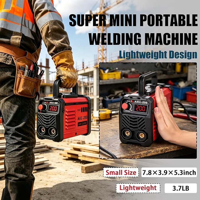 Hpoouo 200Amp 20PCS Rods Stick Welder, Super MINI Portable Welding Machine | IGBT Inverter Welder Machine 110V with Hot Start/Arc Force/Anti-Stick, ARC Welder for 1/16"-1/8" Rod , Beginner & Home DIY
