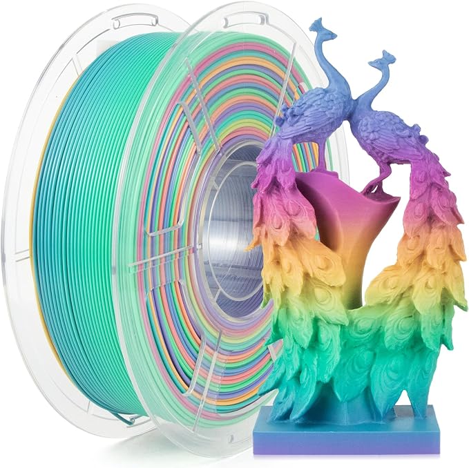 IEMAI Rainbow PLA Filament 1.75mm 1kg, Fast Color Change Multicolor 3D Printer Filament Up to 600mm/s Printing, Toughness & Neatly Wound for DIY, Artistic & Home Décor