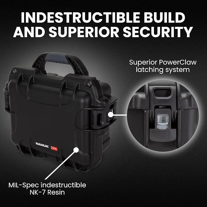 NANUK 905 Hard Case with Foam – IP67 Waterproof Hard Case, Protective Hard-Shell Box for Camera, Drone & Gear – Impact-Resistant, Dustproof, Travel-ready, 12.5” x 10.1” x 6”, Made in Canada – Black