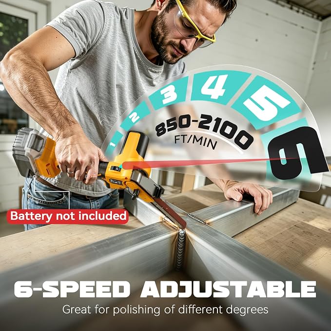 Ecarke Cordless Belt Sander Compatible with Dewalt Battery (Tool Only) 100° adjustable 16 PCS Belts 40-120 Grit 1/2"×18" 2100 FPM Brushless Detail Belt Sander for Metal Working, Wood, Plastic