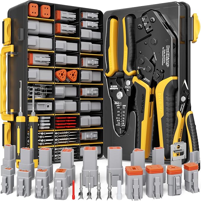 Deutsch DT DTM Connector Crimping Tool Kit with Removal Tool-2/3/4/6 Pin Waterproof Automotive Electrical Connectors, Size 16/20 Stamped Contacts (22-14 AWG) for Car Truck Marine Wiring