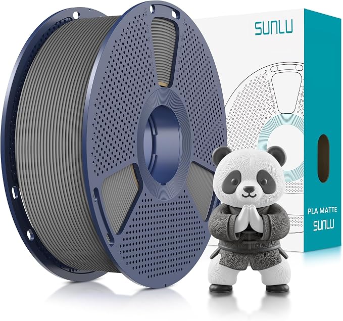 SUNLU PLA Matte 3D Printer Filament 1.75mm, PLA Filament 1kg Spool (2.2lbs), Dimensional Accuracy +/- 0.02mm, Matte Gray PLA