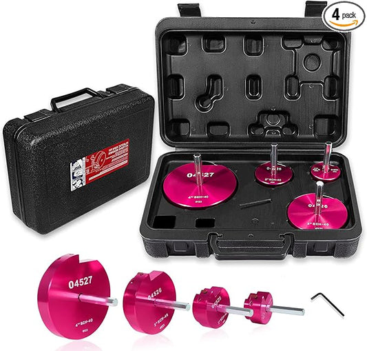 4-Piece Plastic Pipe Reamer Tool Kit for PVC, CPVC, and ABS Fittings, Includes 1.5", 2", 3", 4" Reamers, Compatible with Standard 1/2" Drills, 3/8" Hex Shaft, for Exhaust, Drain, Water Pipes Cleaning