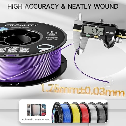 Official PETG 3D Printer Filament 1.75mm 1KG (2.2lbs), High Precision Strong Toughness, Odorless Better Flow Moistureproof 3D Printing Ender Filament(Purple)