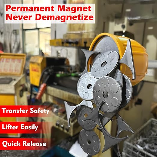 MUTUACTOR Strong Lifting Magnet with Handle,Quick Release Magnet Pickup Tools for Bulk Parts,Large Rare Earth Magnets Hand Tools for Transferring and Picking Up Nails Screws Nuts and Metal Objects