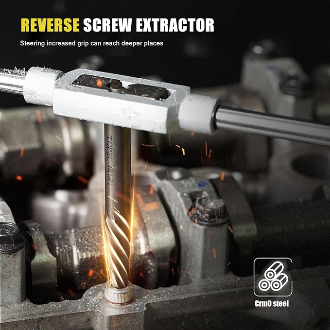 TOPEC Damaged Screw Extractor Set, 7 Piece Easy Out Bolt Extractor for Easily Remove Broken Bolts, Stripped Screws, Studs - Gifts for Men | Fathers Day Gifts for Dad