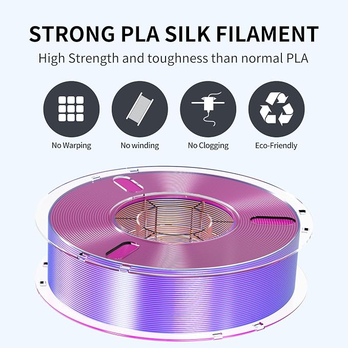 RAMBERY Silk Tri Color 3D Printer Filament 1.75mm, Triple Color Change by Angle, Silk Shiny PLA Filament Red-Yellow-Blue, 1kg Spool (2.2lbs)