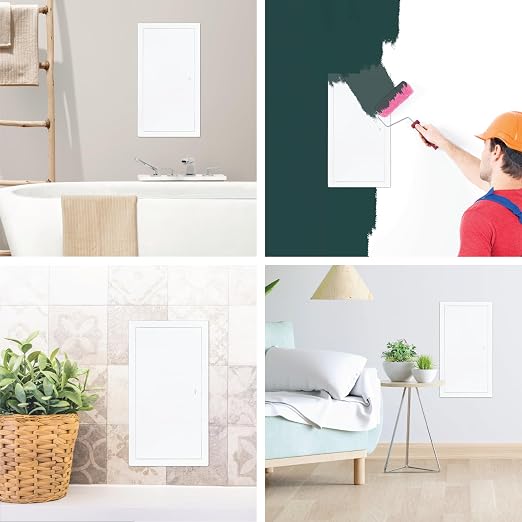 10" x 20" White Metal Access Panel - Wall Access Panel for Drywall - Hidden Wire Cover for Wall Covering Panels - Plumbing, Electricity, Heating Alarm, Bathroom, Dry Wall Hole Cover