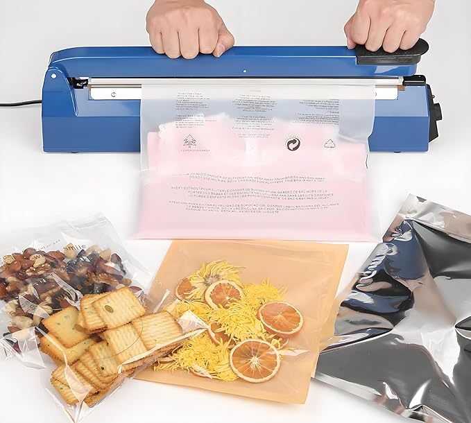 Impulse Sealer 16 inch Manual Heat Sealer Machine with Adjustable Heating Mode, ABS Shrink Wrap Bag Sealers for Plastic PE PP Bags, Portable Poly Bag Sealing Machine with Extra Replace Kit (blue)
