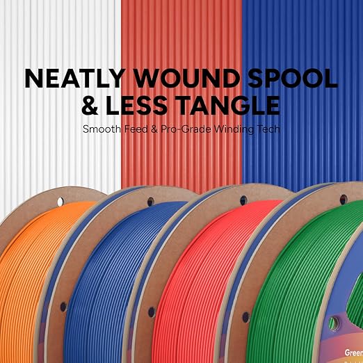 OVERTURE 4KG Bundle High Speed PLA Filament 1.75mm, Neatly Wound 3D Printer Filament 4 Pack 1kg Spool (2.2lbs) Rapid PLA, Fit Most FDM 3D Printers (Green+Blue+Red+Orange)