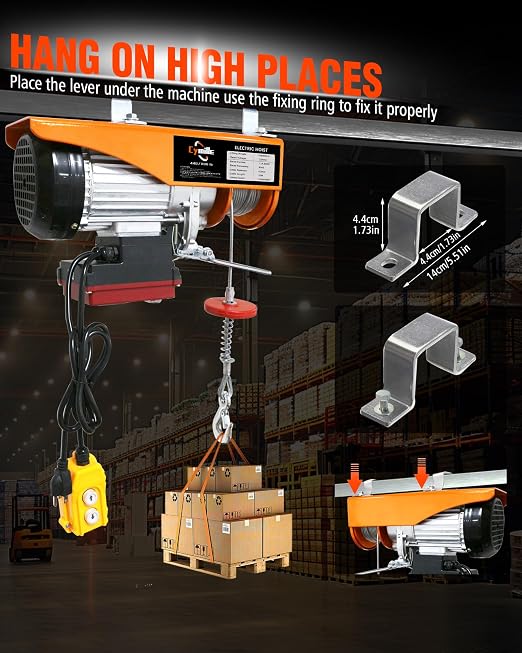 880 lbs Electric Hoist, 2 in 1 Wireless/Wired Remote Control | 110V/120V Electric Hoist Winch, 16ft/33 ft/min Speed, 65.6 ft Height for Garage, Attic, Warehouse, Factory, Construction Site