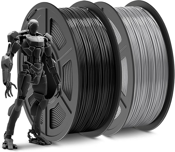 SUNLU ABS Filament 1.75mm,Black+Grey,2kg | 3D Printer Filament,Highly Resistant Durable,Heat Resistance,Excellent Toughness,For 99% FDM 3D Printers.