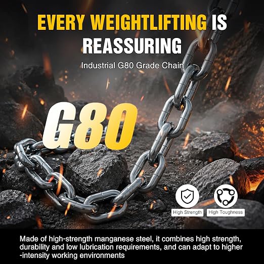 Nilight 3/4 Ton 1650 lbs Manual Lever Chain Hoist G80 Galvanized Carbon Steel with Weston Double-Pawl Brake Auto Chain Leading & 360° Rotation Hook for Garage Factory Dock