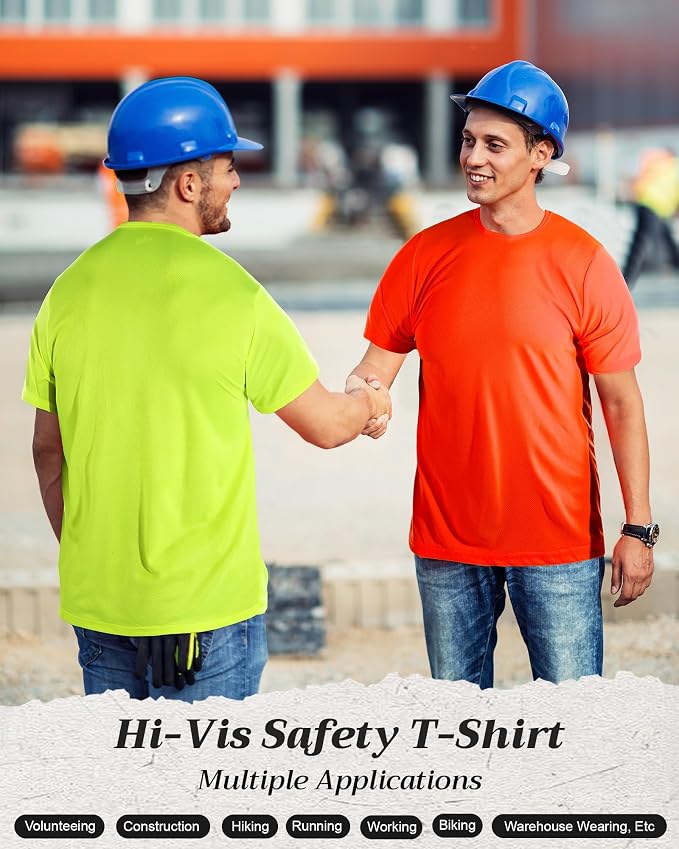 JaGely 24 Pcs Hi Vis T-Shirts for Men Bulk Safety Construction Workwear Unisex Quick Dry Breathable Moisture Wicking Shirts