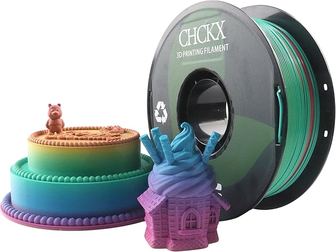 Matte Rainbow PLA 3D Printer Filament, 1KG Spool(2.2lbs) 1.75mm PLA Gradient Filament for Most FDM 3D Printers, Candy 1 Green Blue Pink