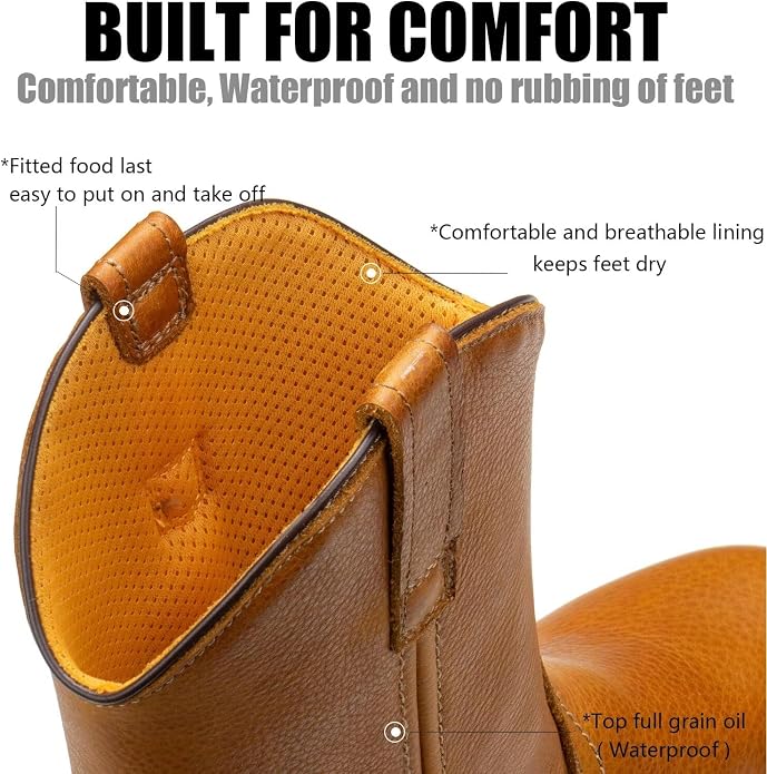 SUREWAY 10" Men's Soft/Steel Toe Waterproof Wellington Work Boot,Heavy Duty Pull On Leather Work Boots,Goodyear Welted,Full Grain Leather,Industrial Safety boot Classic Cowboy Boot,EH Rated 9.5