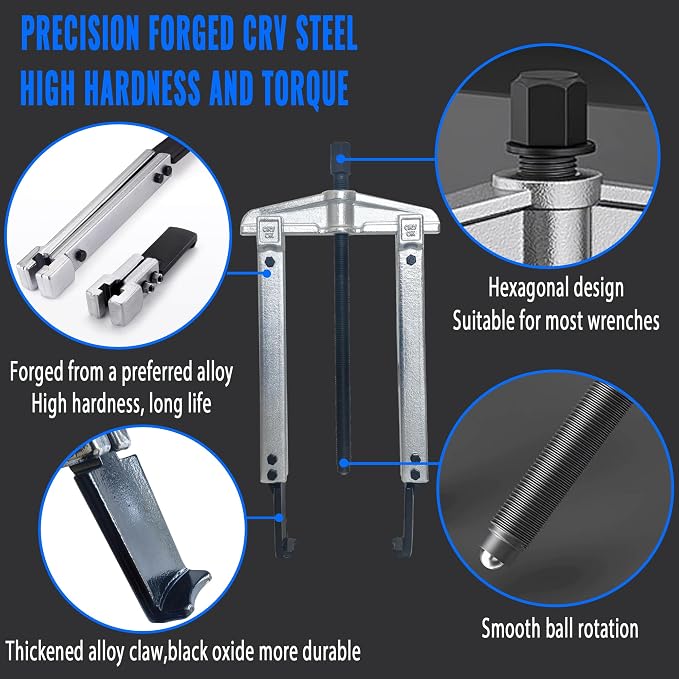 6 in 1 Gear Puller Set,13pcs 2 Jaw & 3 Jaw Bearing Flywheel Puller Kit with Reversible Jaws,Cr-V Steel Heavy Duty Pulley Puller Tool for Pulley Gear Bearing Flywheel Removal.