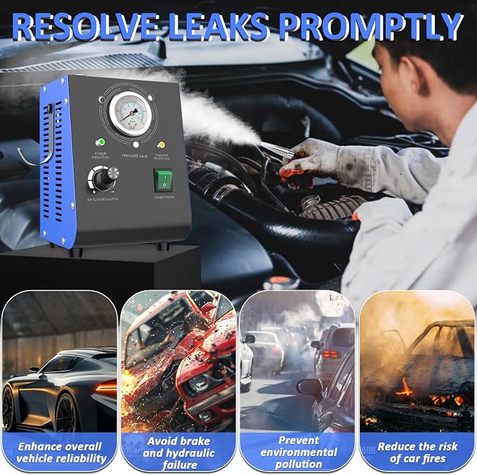 Automotive Smoke Machine Leak Detector Built in Air Pump, EVAP Automotive Smoke Tester with Adjustable Pressure Gauge for Vacuum Leaks, Smoke Tester Automotive for DC 12V Vehicle Pipe Systems