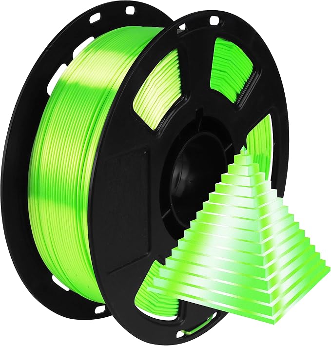 Shiny Silk Bright Lime Green PLA 3D Printing Material, 1kg 2.2lbs 1.75mm 3D Plastic Material, Widely Support for FDM 3D Printer, Easy to Print with Extra Sample by BBLIFE