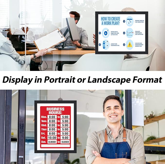 8.5"x 11" Self Adhesive Magnetic Sign Holder, Double Sided Window Magnetic Display Frame with Clear PVC and Strong Magnetic for Office,Home,Store,Door,Glass,Wall Display Frame(Black,20Pack)