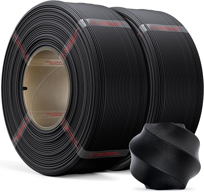 Matte PLA Refill Filament 2-Pack Bundle (2kg/4.4lbs) for Reusable Spools, 1.75mm Spool-Less Bulk PLA 3D Printing Filament, Compatible with Bambu Lab 3D Printers – Black x 2