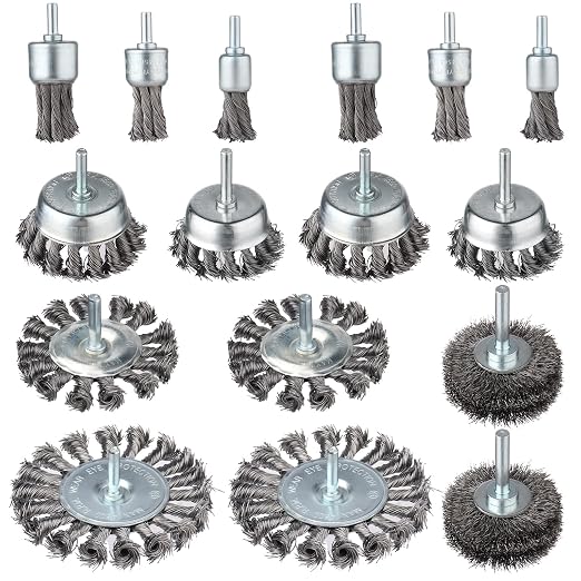 Rocaris 16 Pcs Twist Knot Wire Wheel Brush for Drill, Wire Cup Brush Set | Crimped Cup Wire Wheels Brush Set for Drill with 1/4-Inch Shank for Rust Removal, Corrosion and Scrub Surfaces