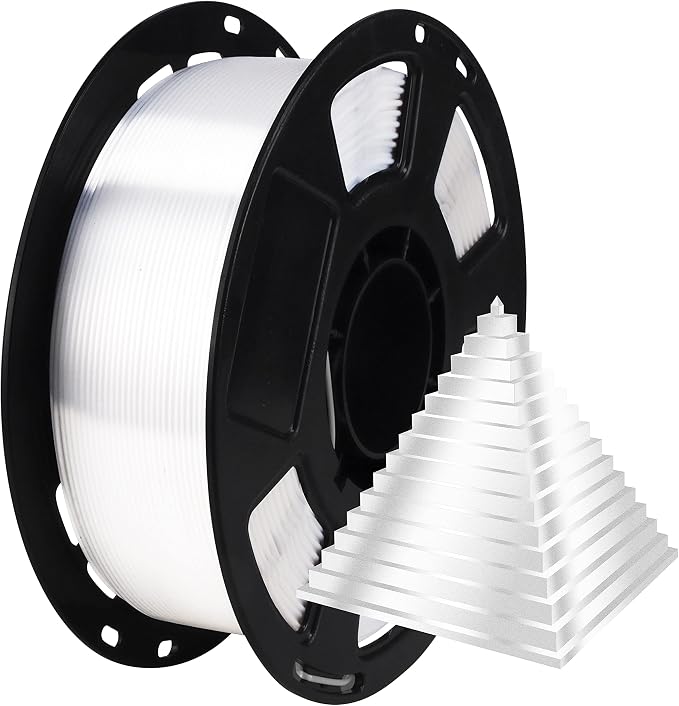 Silk Pearlescent Shiny Pearl White PLA Filament, 1kg 2.2lbs 1.75mm 3D Printing Material, Widely Support for FDM 3D Printer, Pack with Extra Filament Sample by BBLIFE