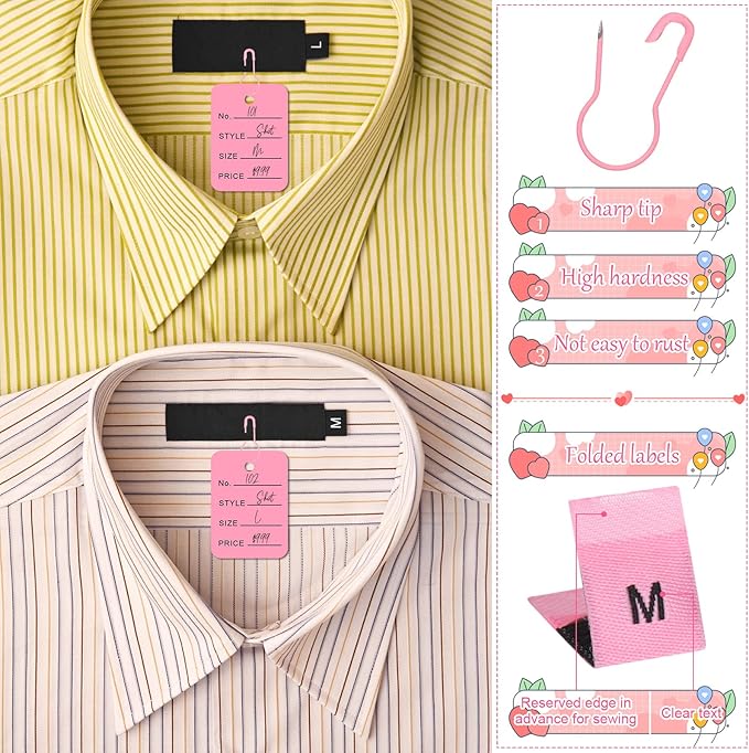 Chumia 3576 Pcs Tagging Guns for Clothes Labels Attacher Stitch Guns for Clothing with 3000 Barbs, 5 Needles and 100 Price Tags, Sewing Kit for Retail Stores, Garage Yard Sales(Pink)