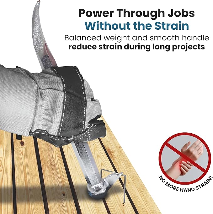 Jokari Industrial Strength 14-Inch Staple Remover Tool, Heavy-Duty Staple Puller and Hammer Bar for Carpentry, Upholstery, Flooring and Carpet Removal, Removes Air Gun Staples Cleanly Without Damage